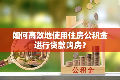 清原如何高效地使用住房公积金进行贷款购房？
